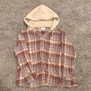American Eagle Outfitters Plaid Shirt with Tan Hood